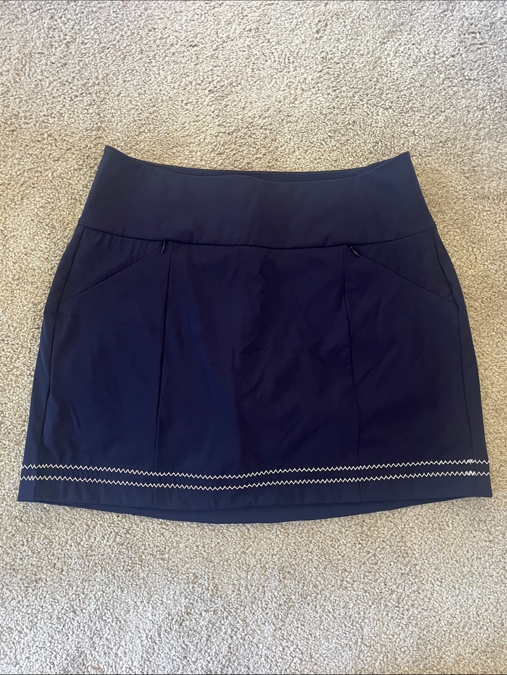 Kinona Navy Golf Skort with White Zigzag Hem